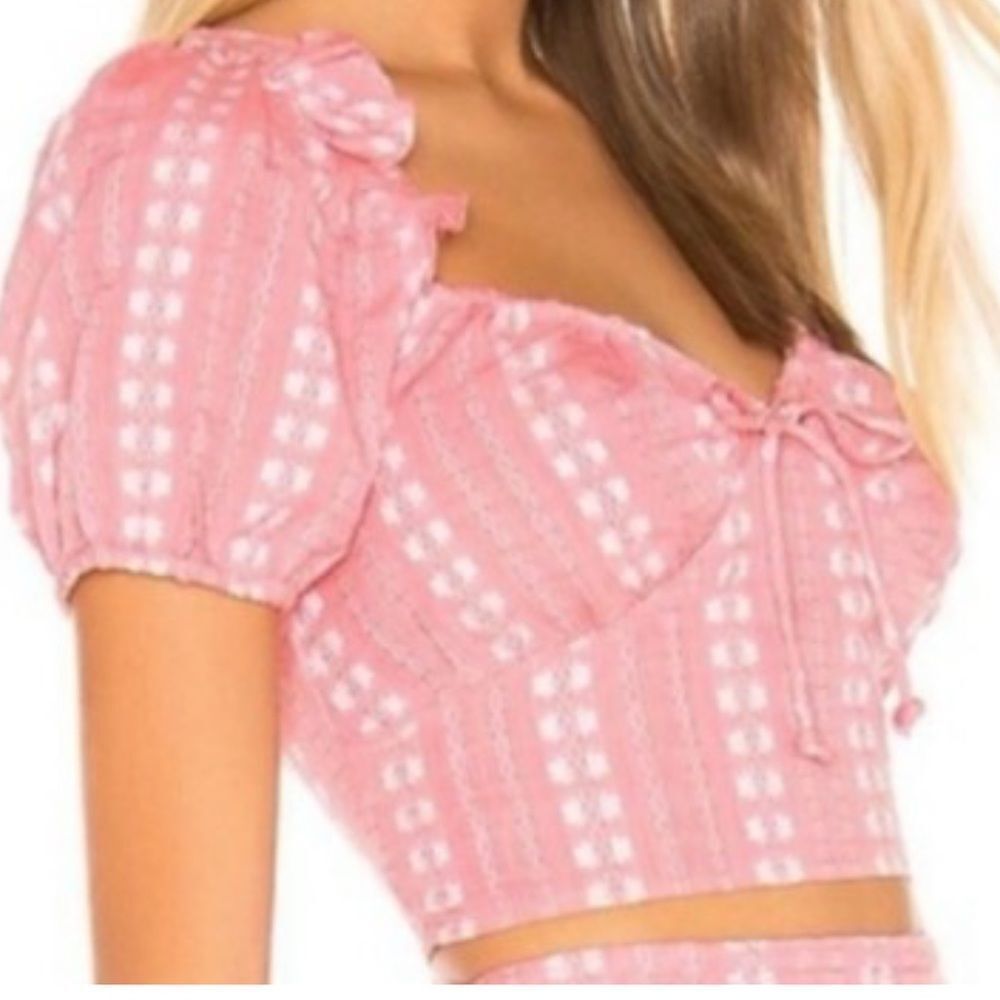 Cleobella Pink Puff Sleeve Crop Top size small